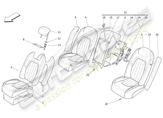 a part diagram from the maserati quattroporte m156 (2017 onwards) parts catalogue