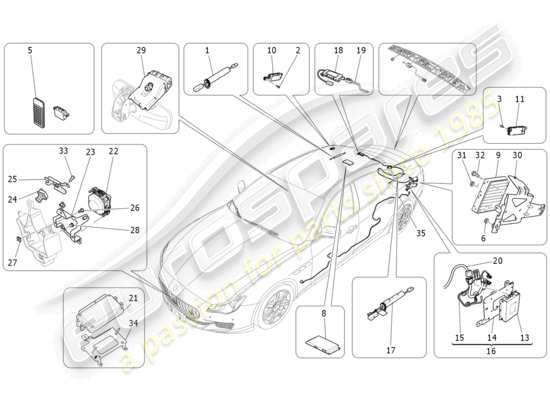 a part diagram from the maserati quattroporte m156 (2017 onwards) parts catalogue