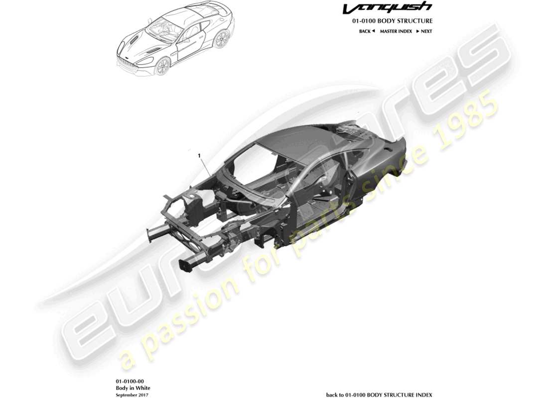 a part diagram from the aston martin vanquish parts catalogue