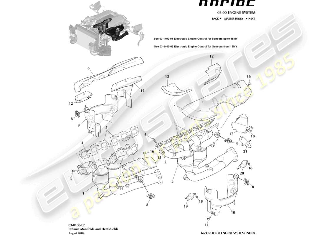 a part diagram from the aston martin rapide (2017) parts catalogue