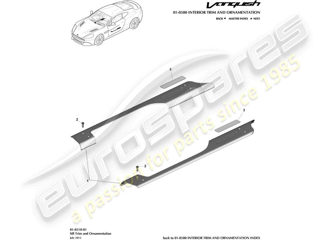 a part diagram from the aston martin vanquish parts catalogue