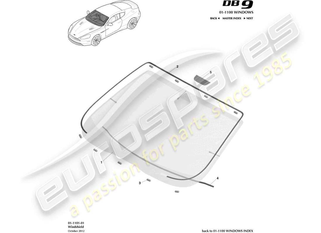 a part diagram from the aston martin db9 parts catalogue