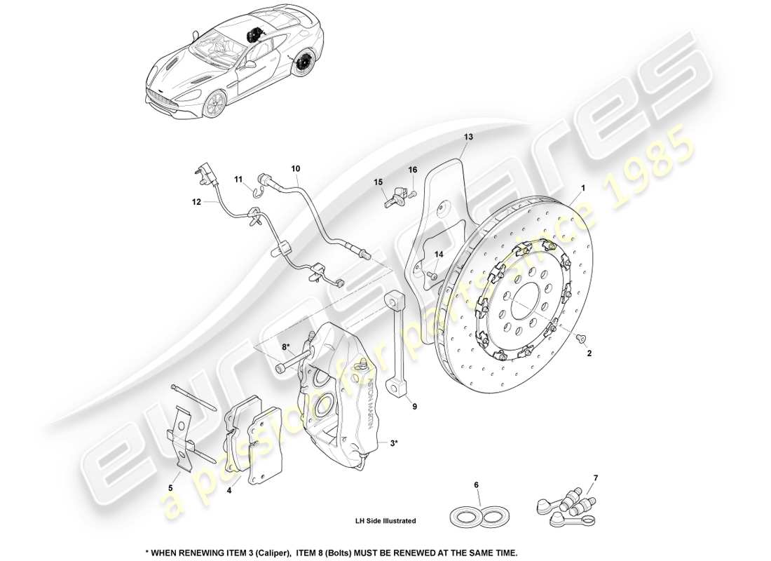 a part diagram from the aston martin vanquish parts catalogue