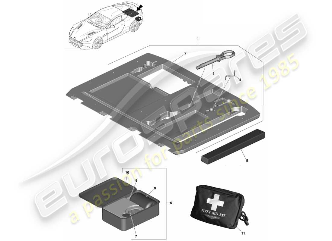 a part diagram from the aston martin vanquish parts catalogue