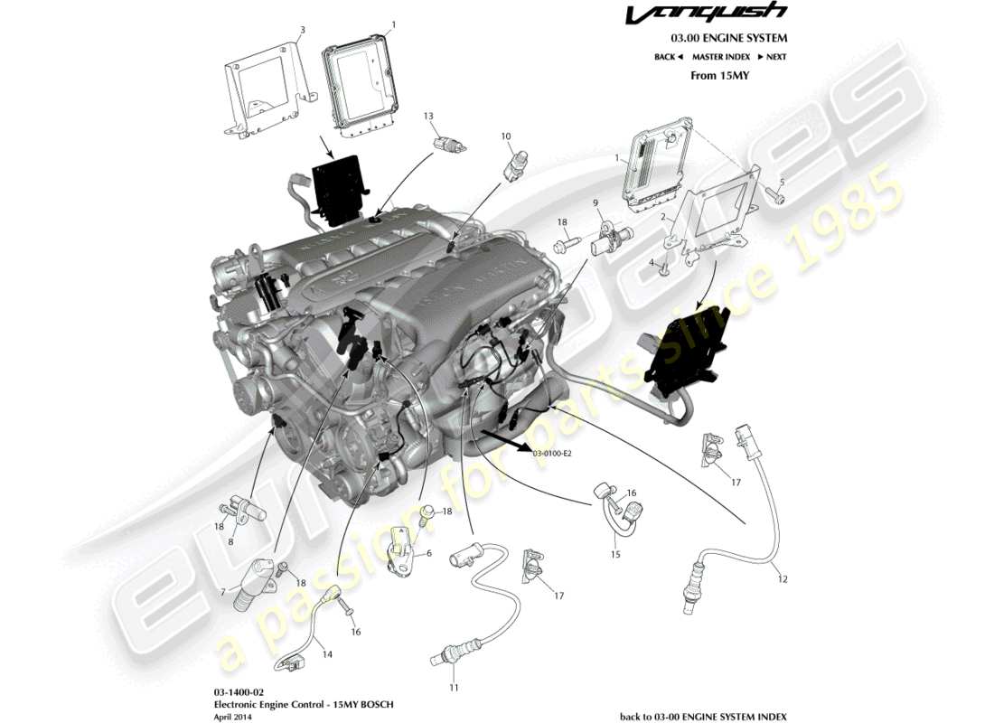 a part diagram from the aston martin vanquish parts catalogue