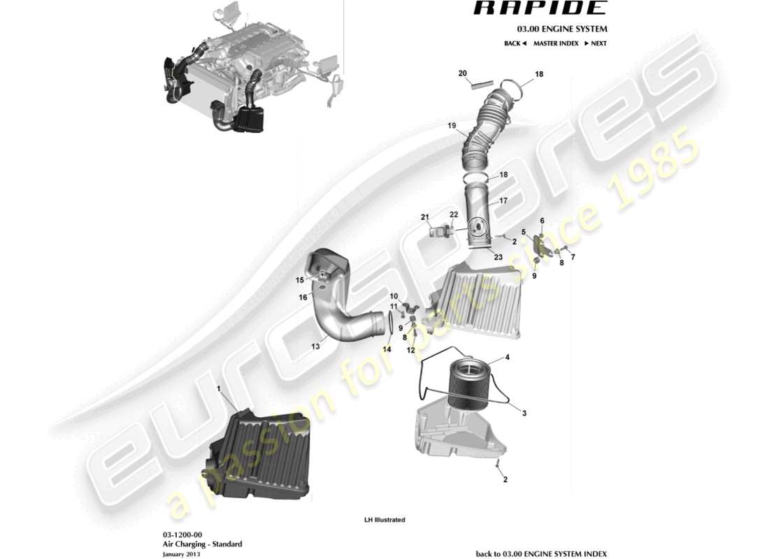 VIEW PARTS DIAGRAMS FROM THE ASTON MARTIN RAPIDE PARTS CATALOGUE a part diagram from the aston martin rapide parts catalogue