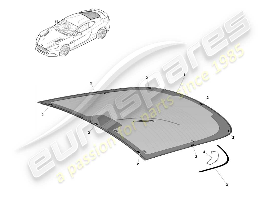 aston martin vanquish (2014) rear windscreen part diagram