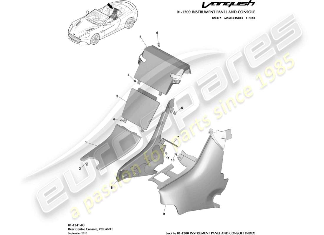 a part diagram from the aston martin vanquish (2018) parts catalogue