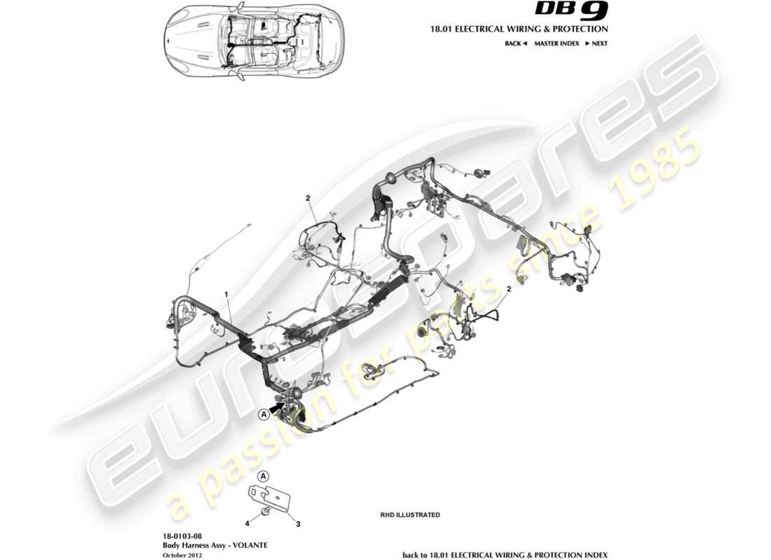 a part diagram from the aston martin db9 (2013) parts catalogue