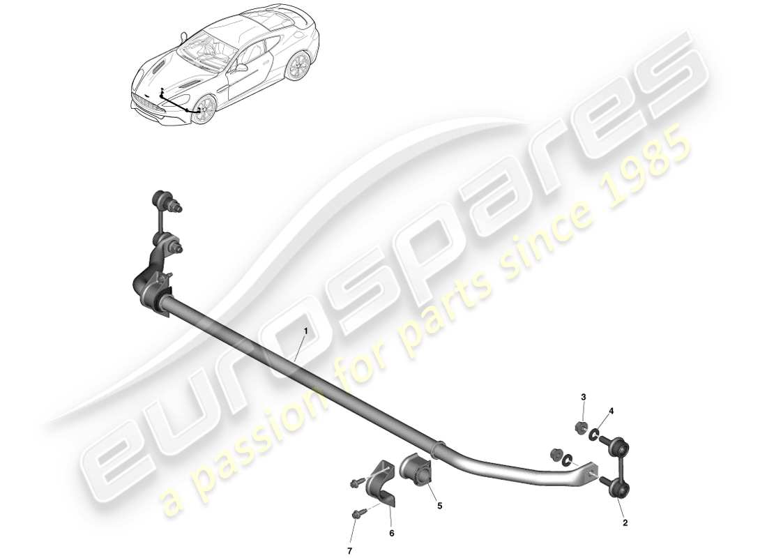 aston martin vanquish (2014) front stabiliser bar part diagram