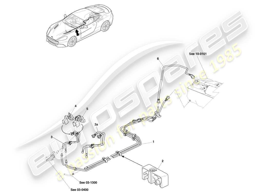 a part diagram from the aston martin vanquish parts catalogue
