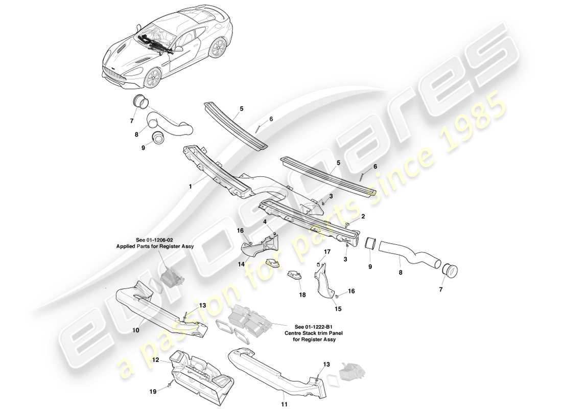 a part diagram from the aston martin vanquish parts catalogue