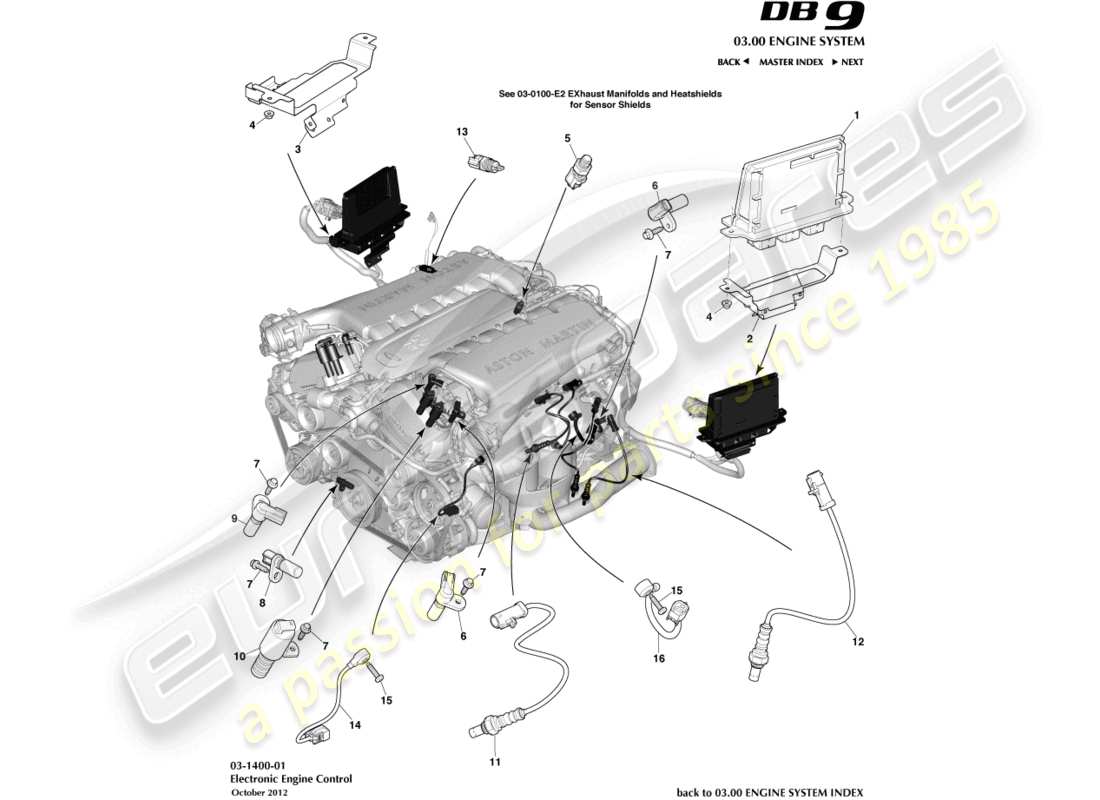 aston martin db9 (2015) electronic engine control parts diagram