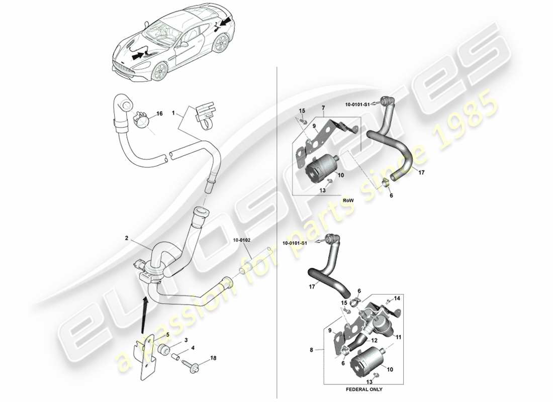 aston martin vanquish (2014) evaporative emissions, 15my part diagram
