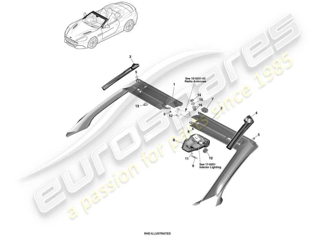 a part diagram from the aston martin vanquish (2014) parts catalogue
