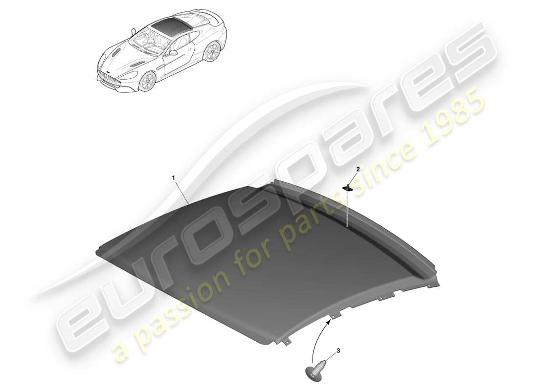 aston martin vanquish (2013) headliner assembly parts diagram