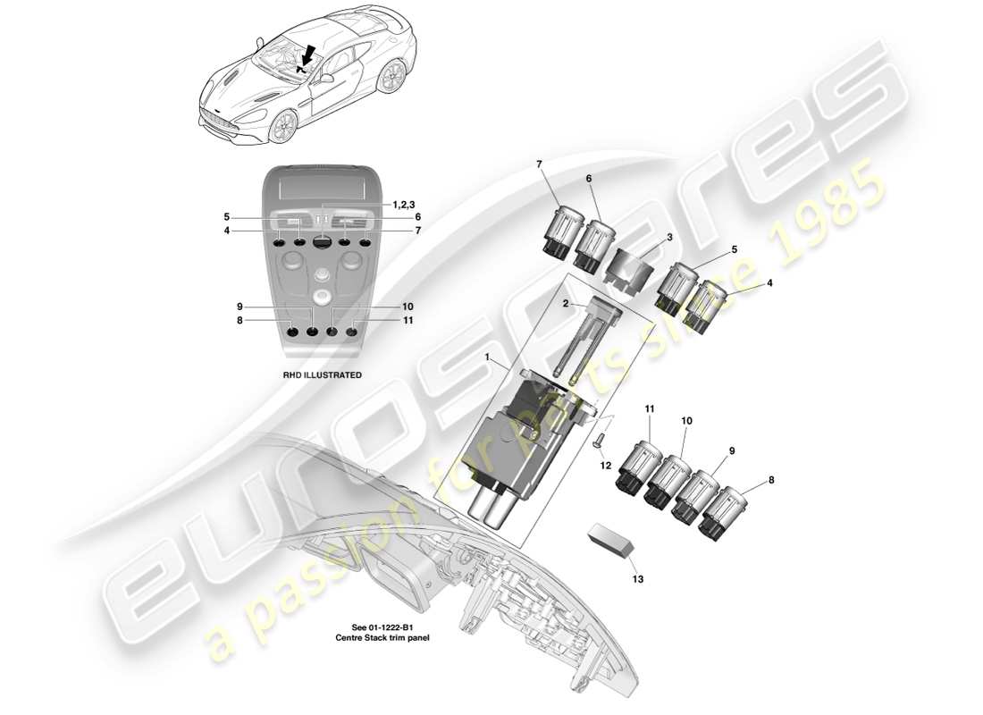 a part diagram from the aston martin vanquish (2014) parts catalogue