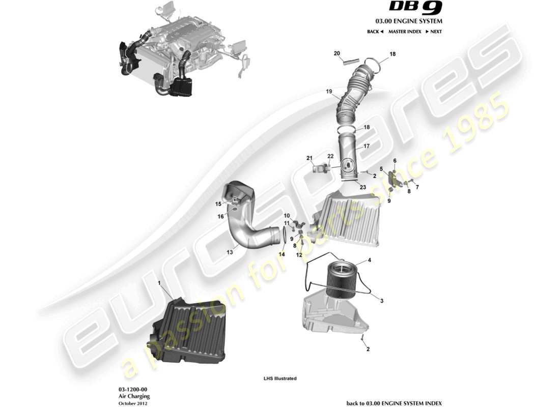 aston martin db9 (2013) air charging parts diagram