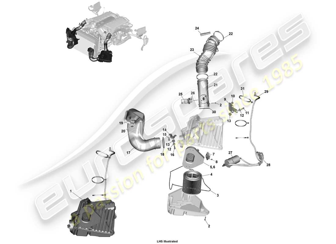 aston martin vanquish (2013) air charging parts diagram