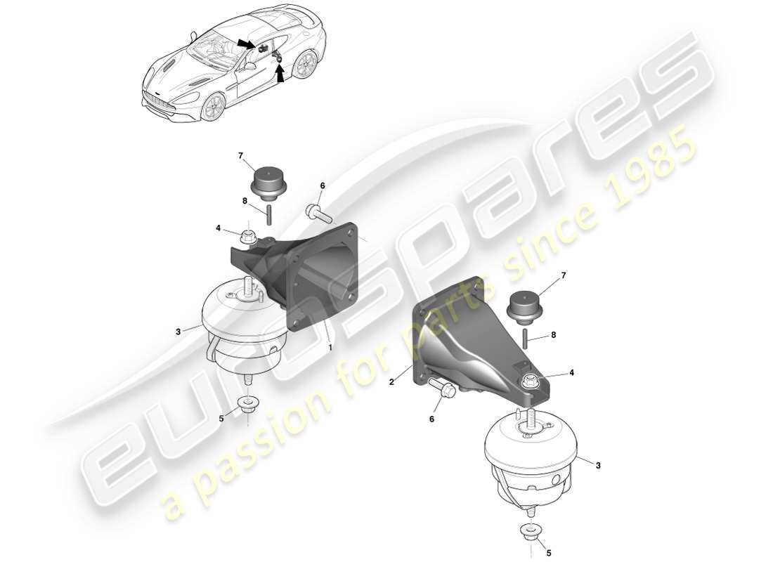 aston martin vanquish (2013) powertrain mountings parts diagram