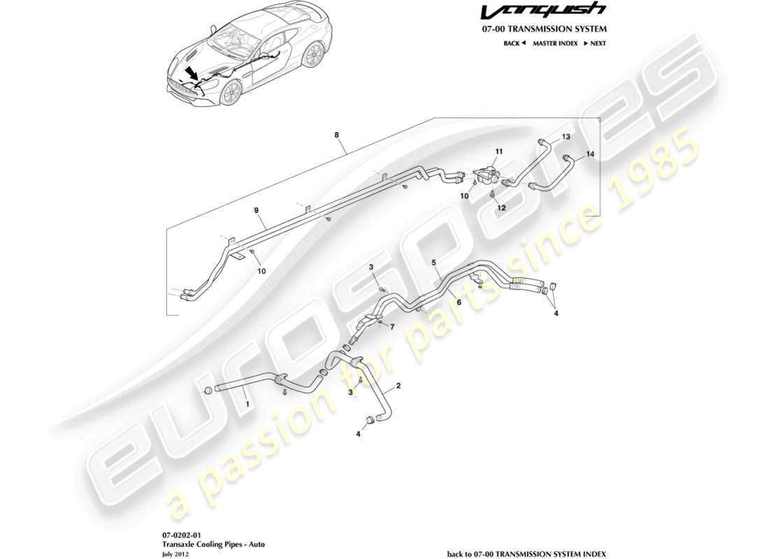 a part diagram from the aston martin vanquish (2018) parts catalogue
