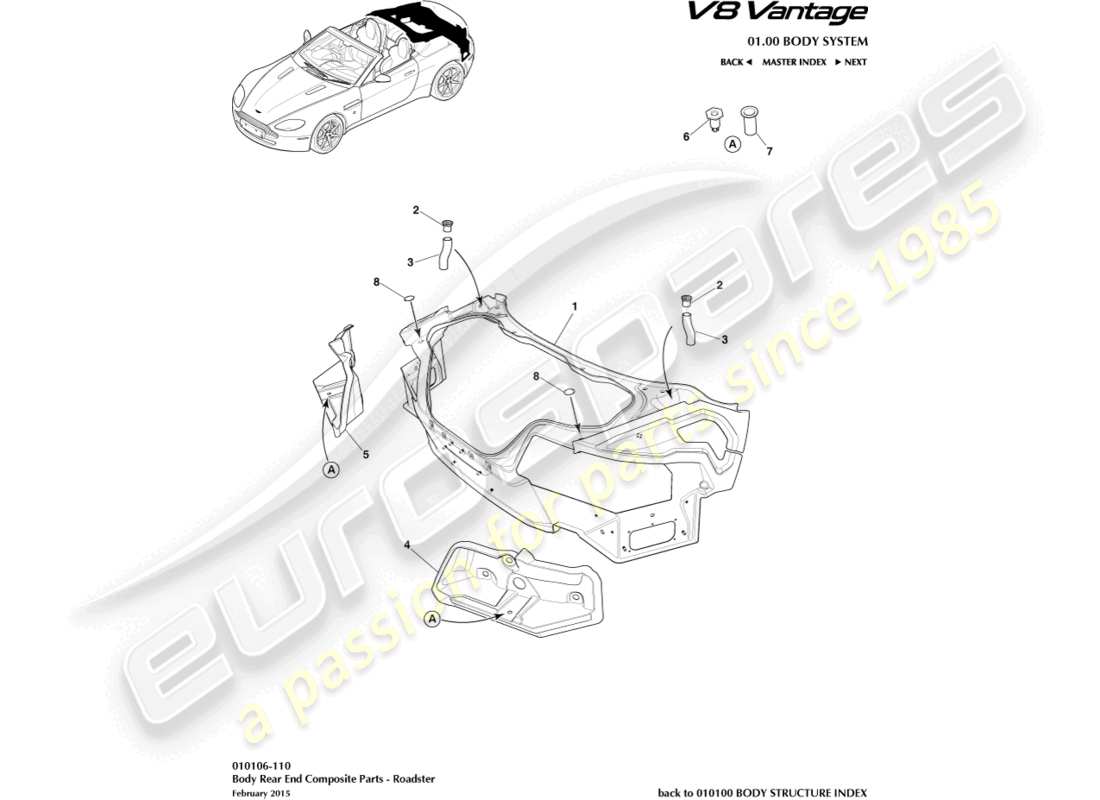 a part diagram from the aston martin v8 vantage (2018) parts catalogue