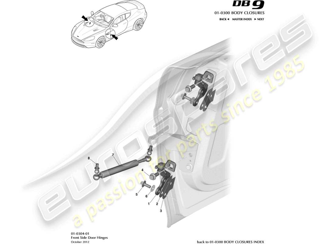 a part diagram from the aston martin db9 (2015) parts catalogue