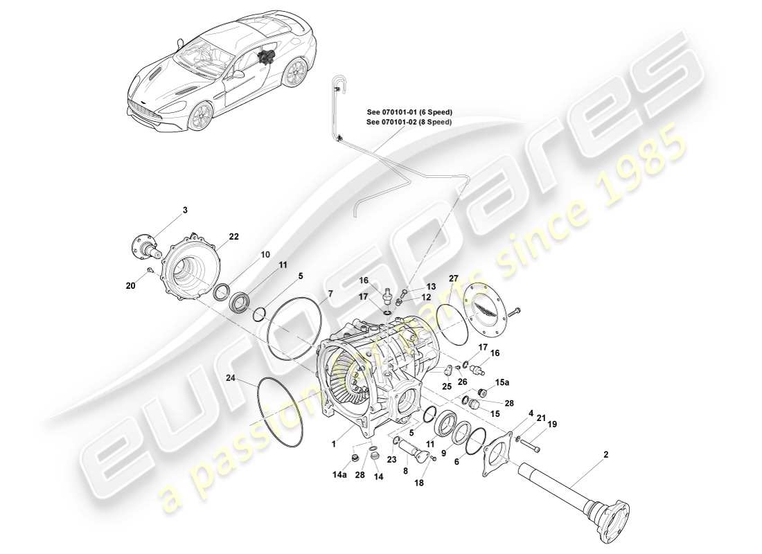 a part diagram from the aston martin vanquish (2013) parts catalogue
