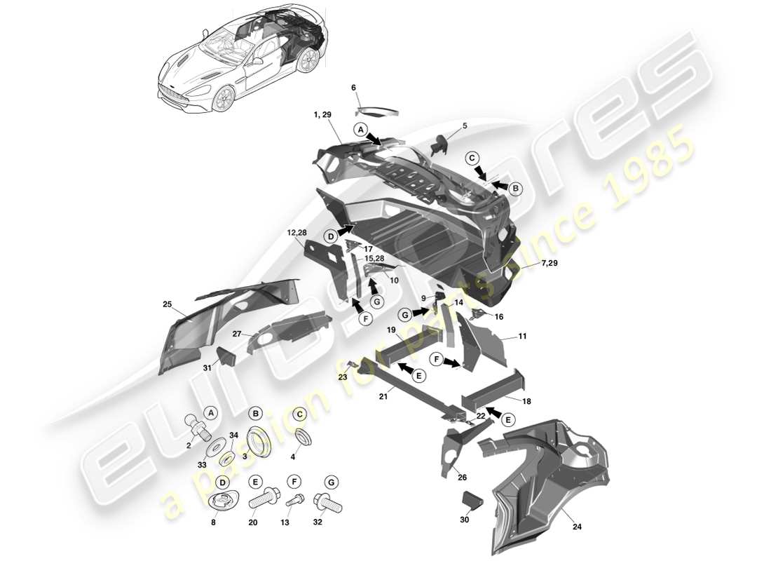 a part diagram from the aston martin vanquish (2013) parts catalogue