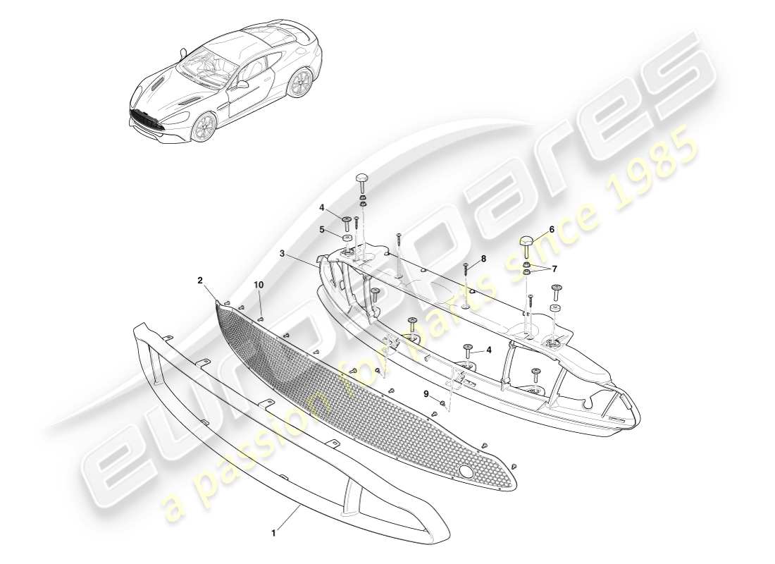 VIEW PARTS DIAGRAMS FROM THE ASTON MARTIN VANQUISH PARTS CATALOGUE a part diagram from the aston martin vanquish parts catalogue