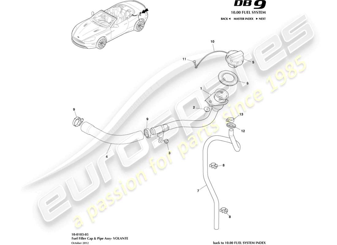 a part diagram from the aston martin db9 (2015) parts catalogue