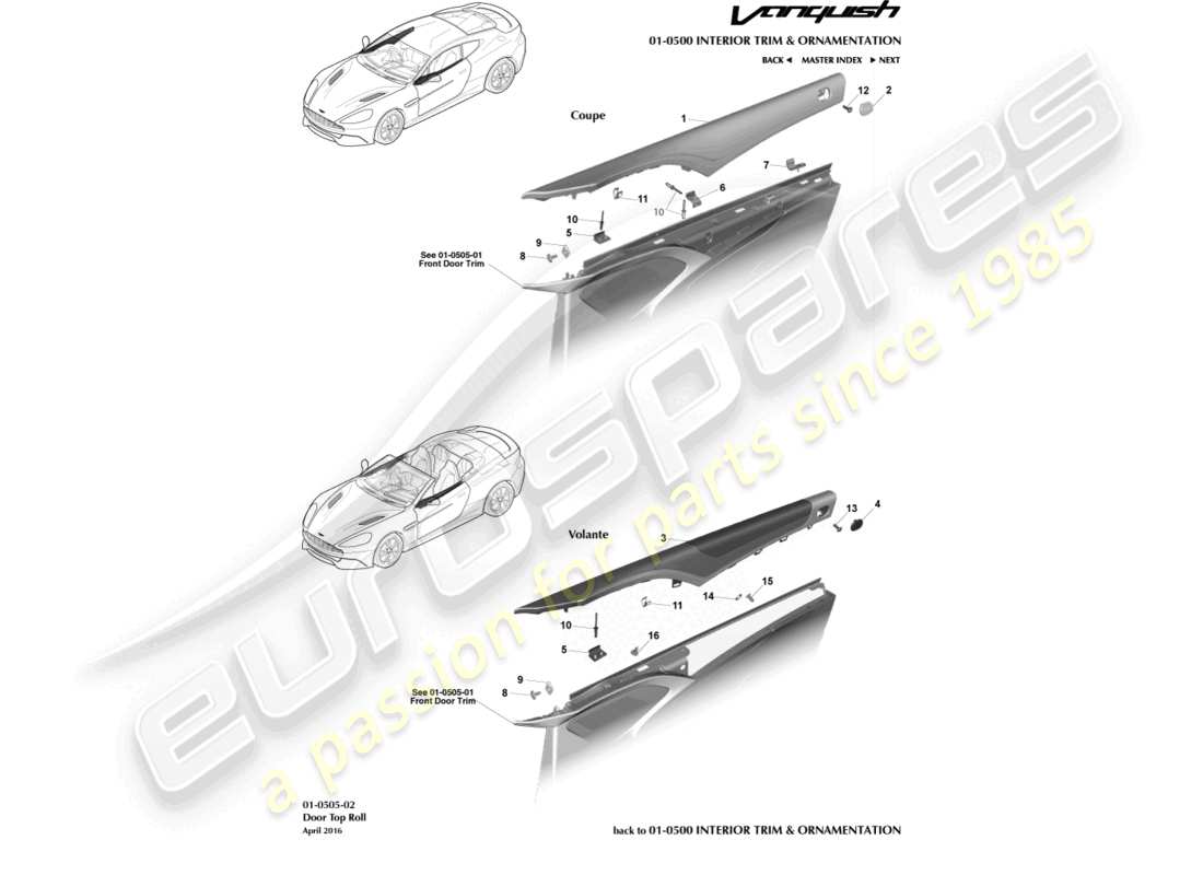 a part diagram from the aston martin vanquish (2018) parts catalogue