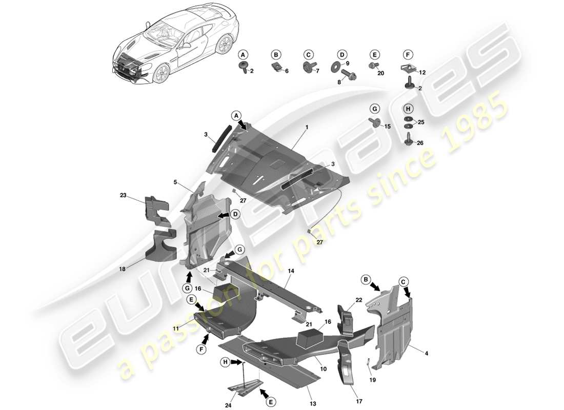 a part diagram from the aston martin vanquish parts catalogue