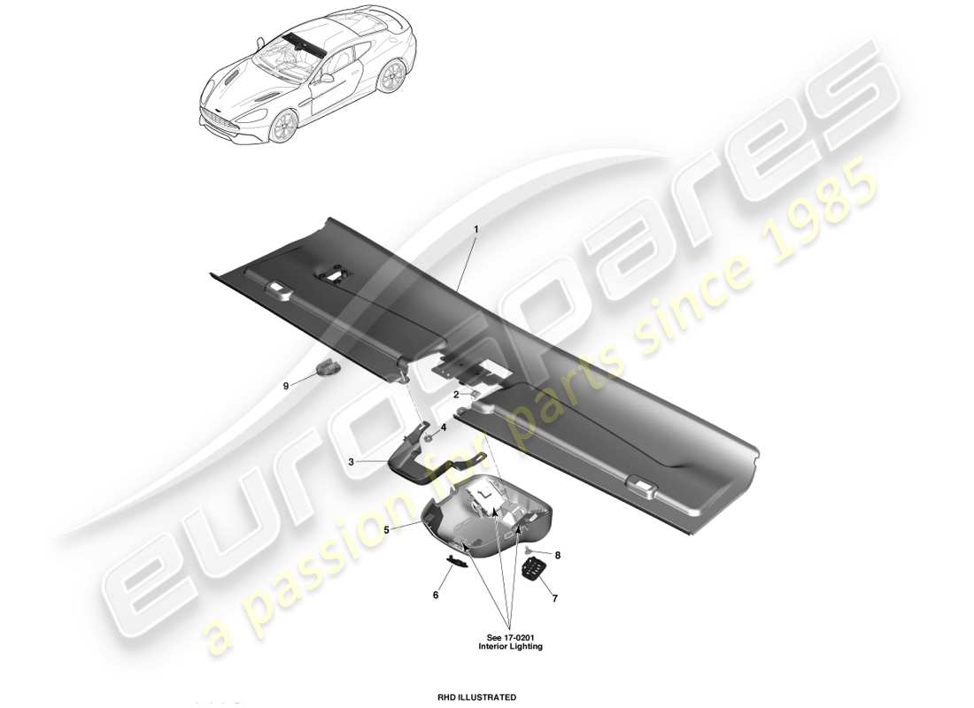 a part diagram from the aston martin vanquish (2014) parts catalogue