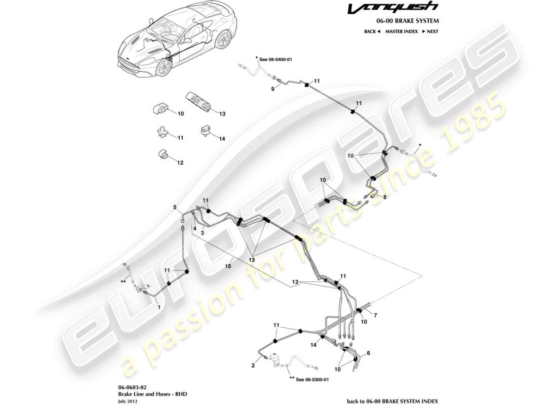 a part diagram from the aston martin vanquish (2017) parts catalogue