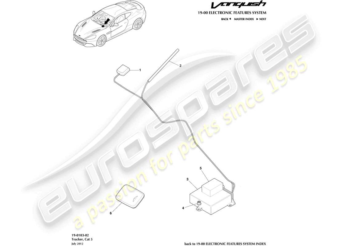 a part diagram from the aston martin vanquish (2018) parts catalogue