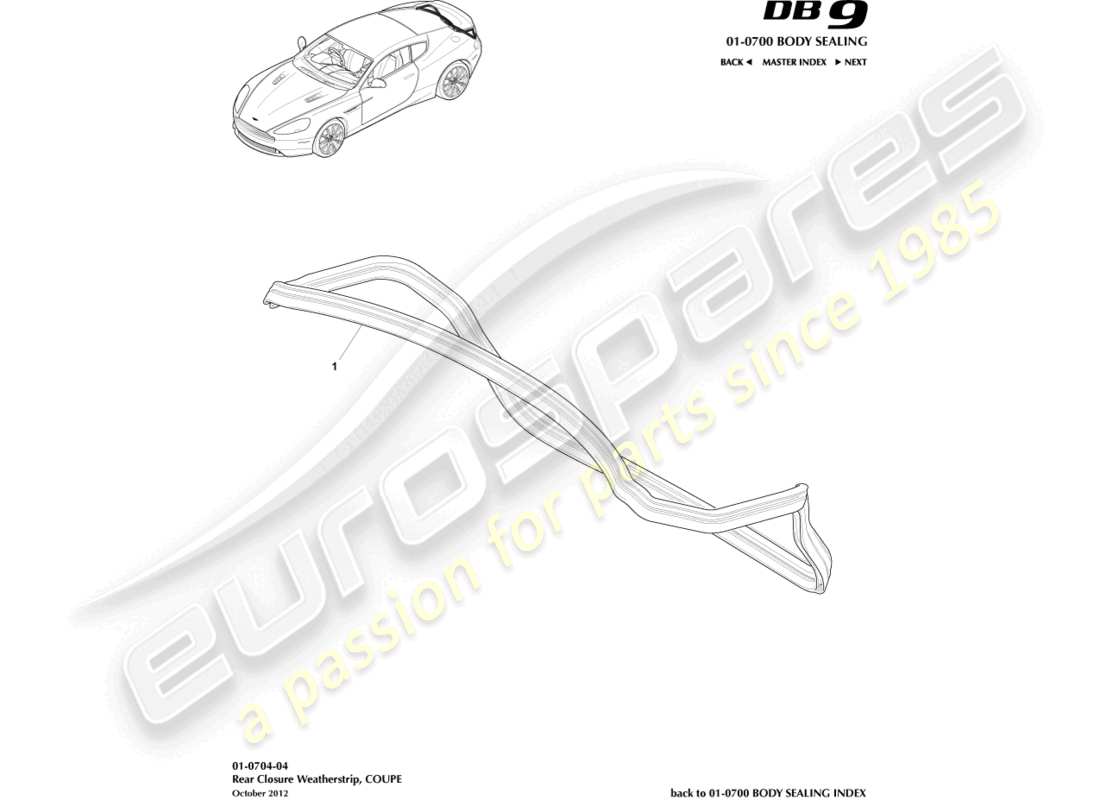 a part diagram from the aston martin db9 parts catalogue