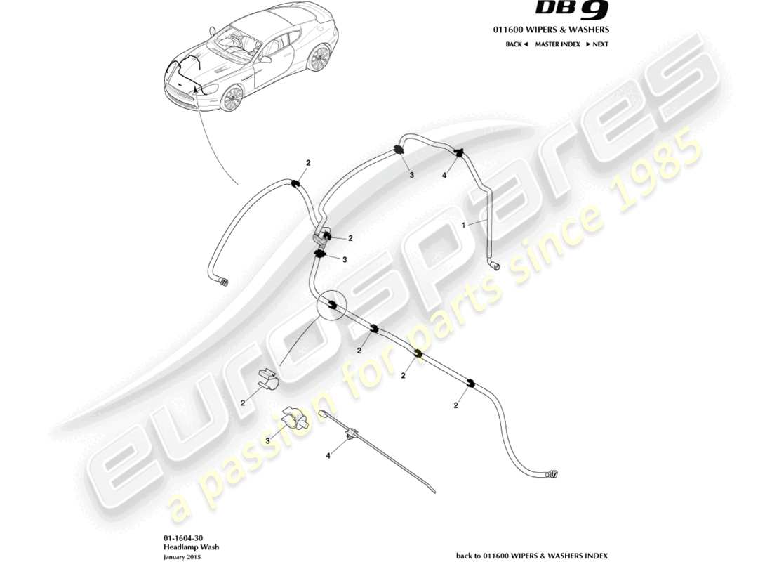 a part diagram from the aston martin db9 parts catalogue