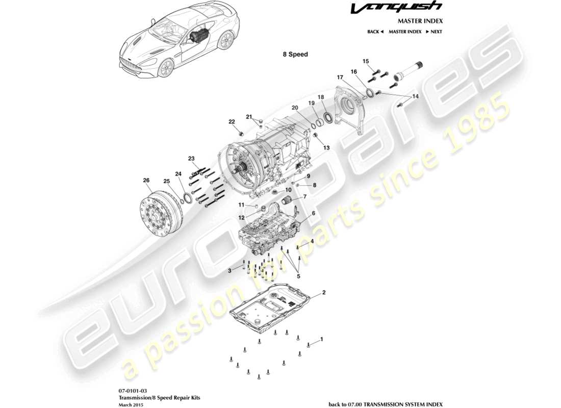 a part diagram from the aston martin vanquish (2017) parts catalogue