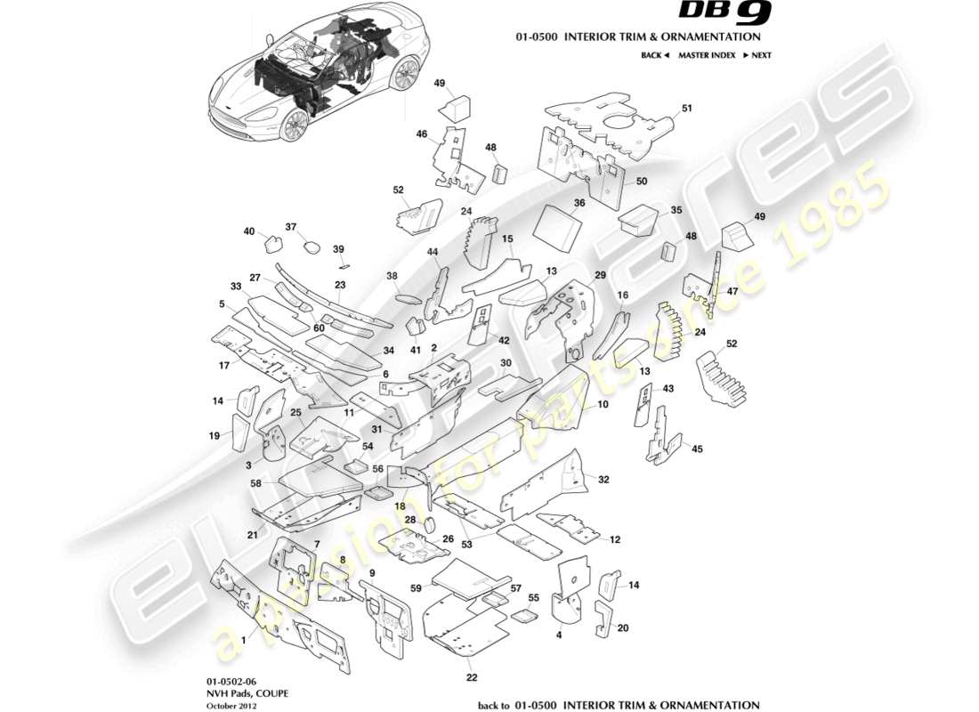 a part diagram from the aston martin db9 (2015) parts catalogue