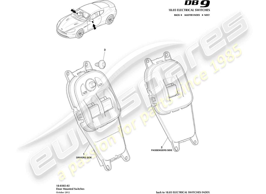 a part diagram from the aston martin db9 (2014) parts catalogue