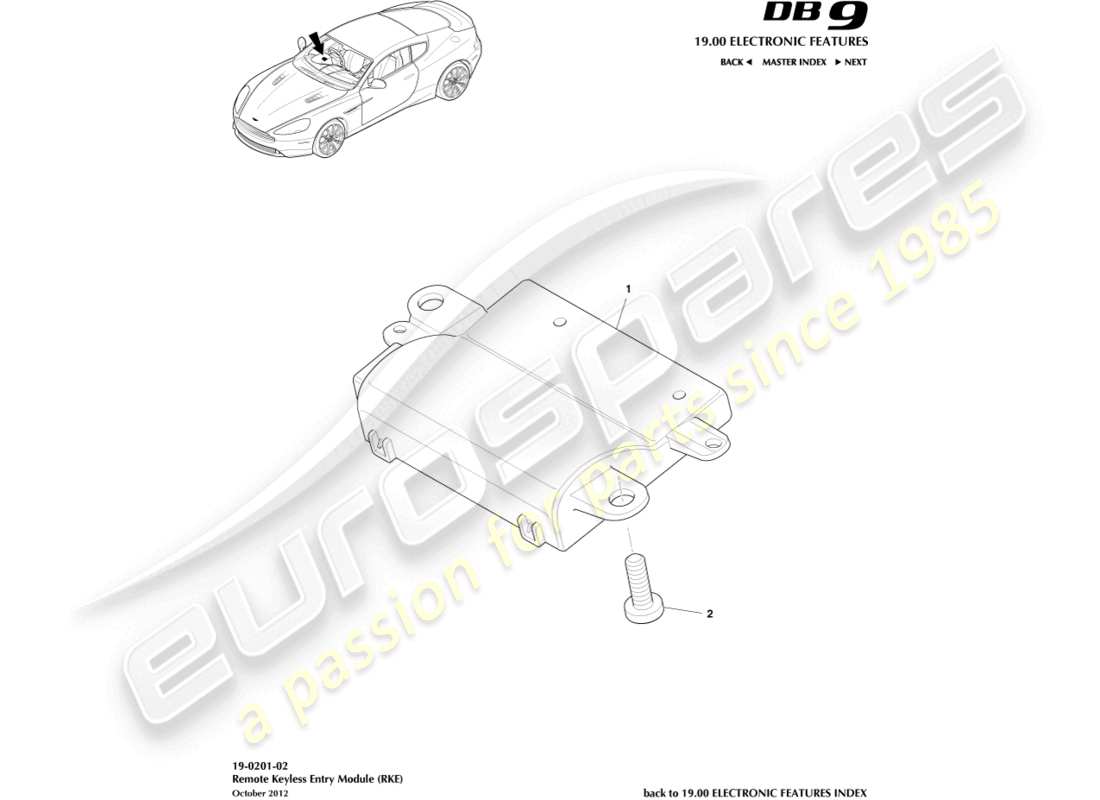 a part diagram from the aston martin db9 (2015) parts catalogue