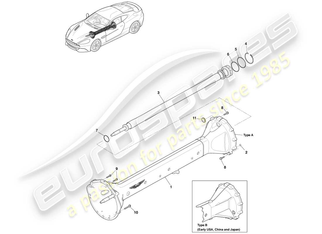a part diagram from the aston martin vanquish (2013) parts catalogue