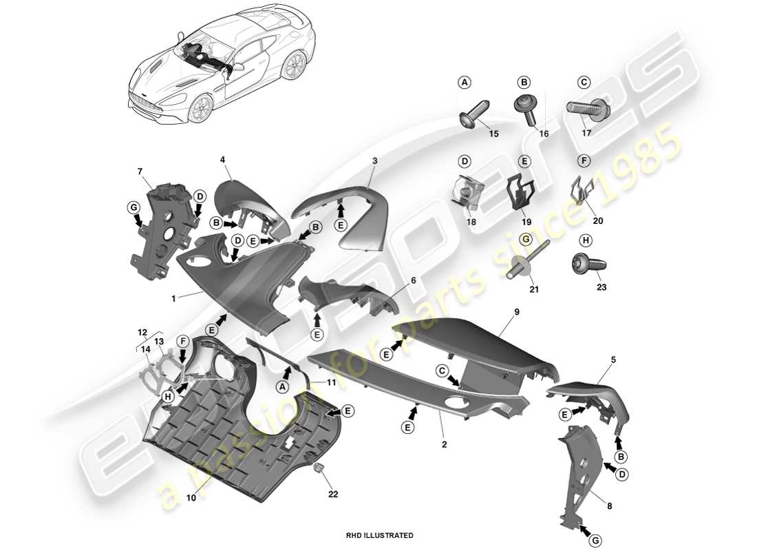 a part diagram from the aston martin vanquish (2014) parts catalogue