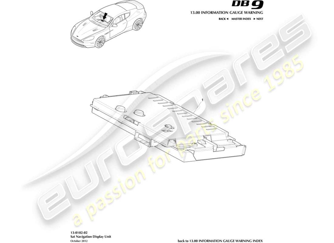a part diagram from the aston martin db9 (2016) parts catalogue