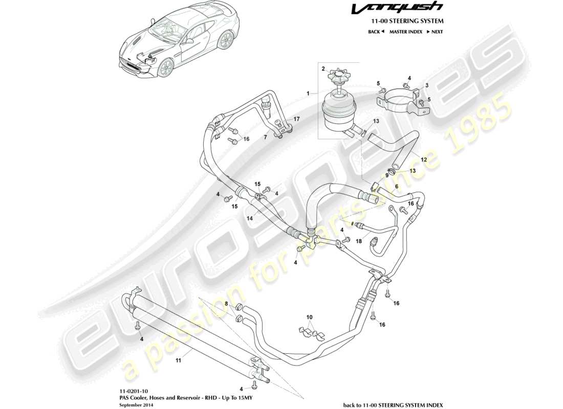 a part diagram from the aston martin vanquish parts catalogue