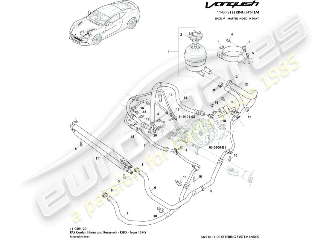 a part diagram from the aston martin vanquish parts catalogue