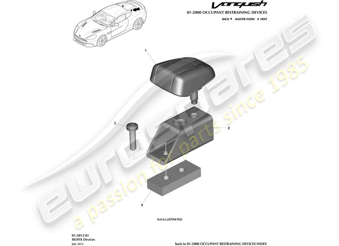a part diagram from the aston martin vanquish parts catalogue