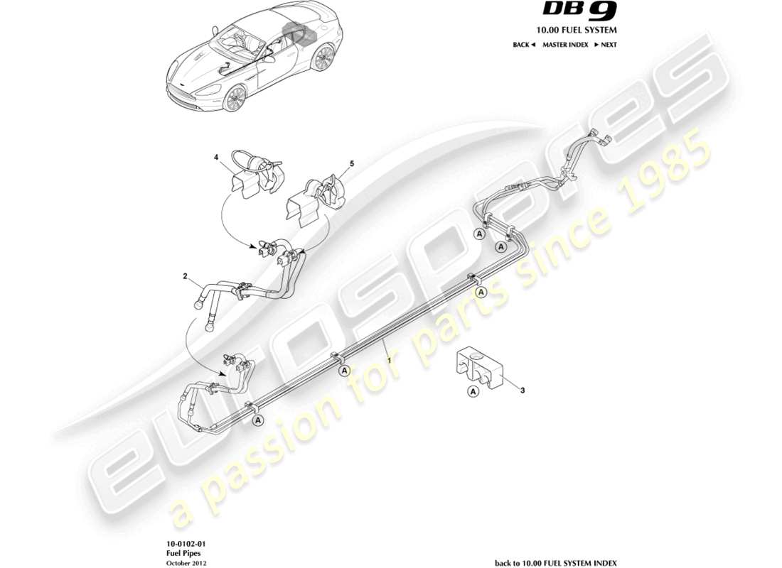 a part diagram from the aston martin db9 (2013) parts catalogue