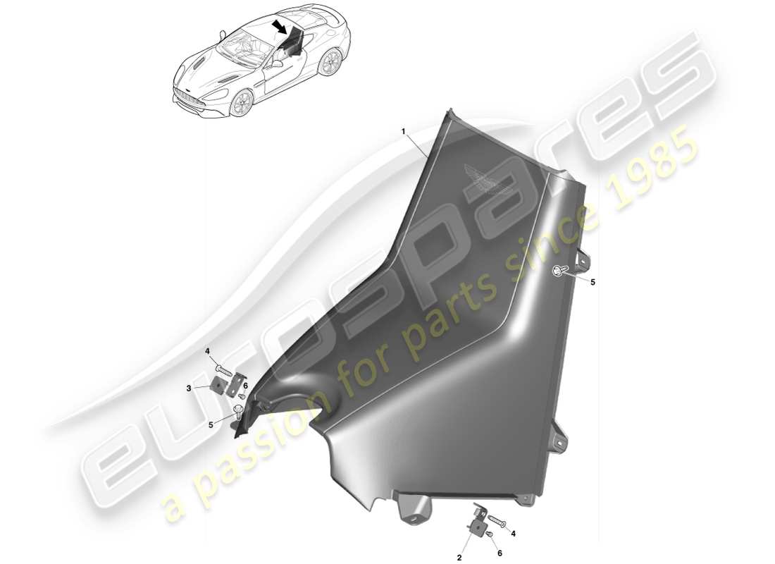 aston martin vanquish (2014) rear console, coupe 2+0 part diagram